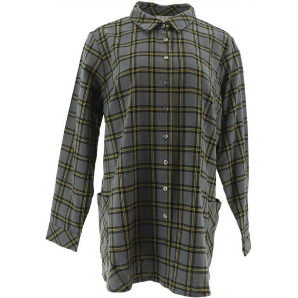 Joan Rivers Tartan Plaid Flannel Shirt - Picture 3 of 6